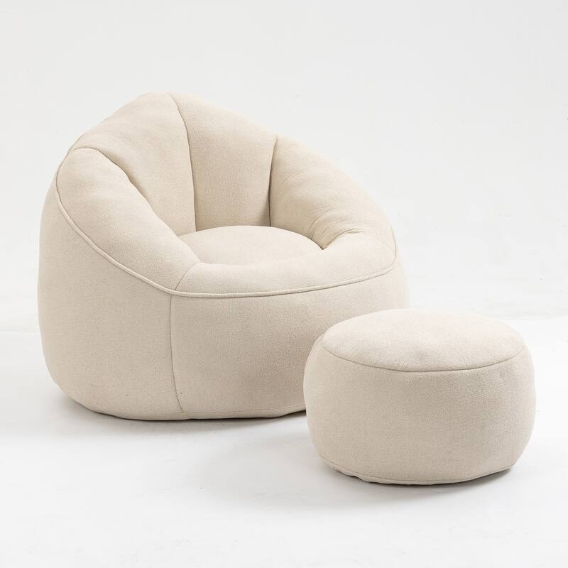 Indoor Bean Bag Sofa Chair with Padded Foam Padding, Footrest