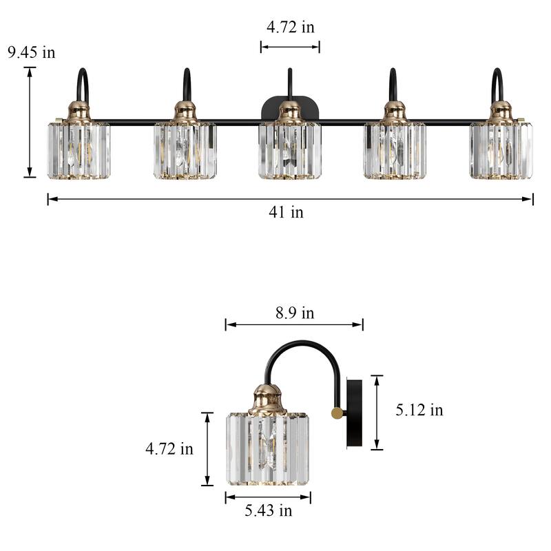 ExBrite Modern Rose Gold Dimmable Bathroom Crystal Vanity Lights
