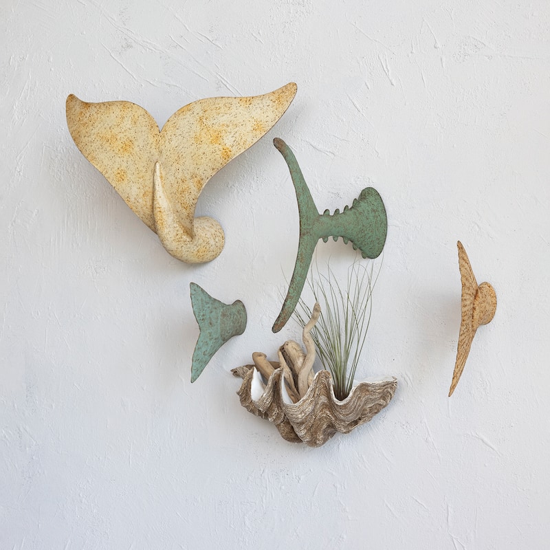 Distressed Metal Tuna Tail Accent Decor - 14.3"L x 3.0"W x 18.0"H