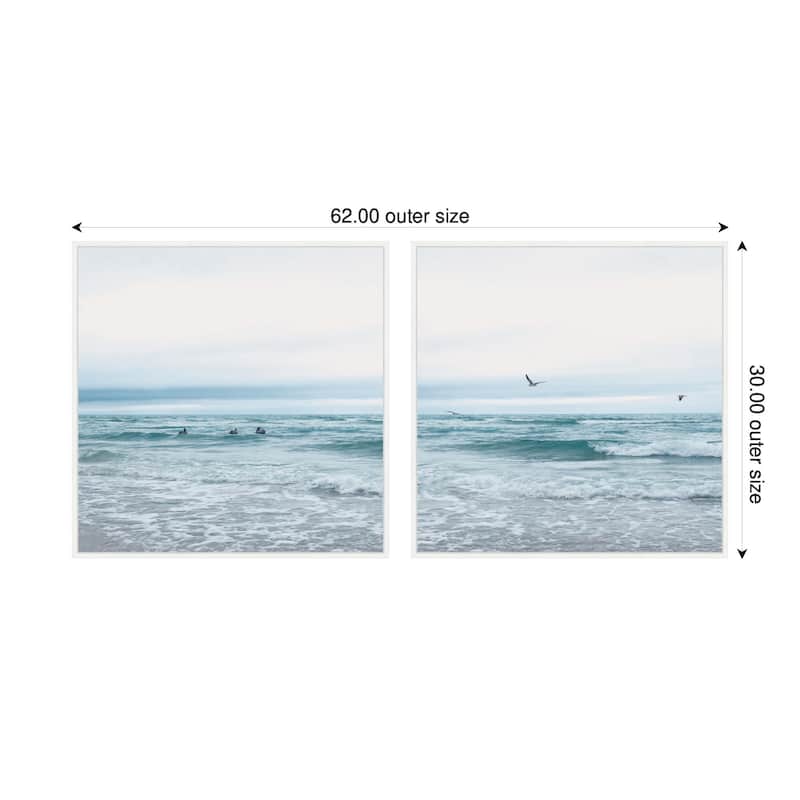 Kate and Laurel Sylvie Ocean Swim 1 and 2 Framed Canvas Art Set by Stephanie Klatt