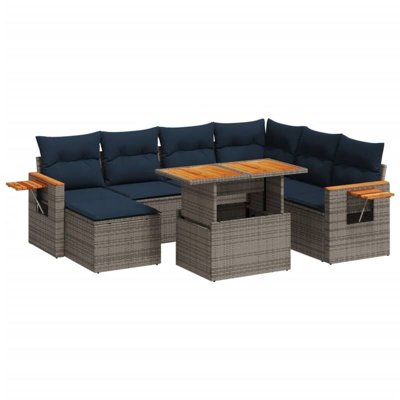 vidaXL Patio Sofa Set with Cushions Outdoor Furniture 8/9 Piece Poly Rattan - 21.7 x 24.4 x 27.2