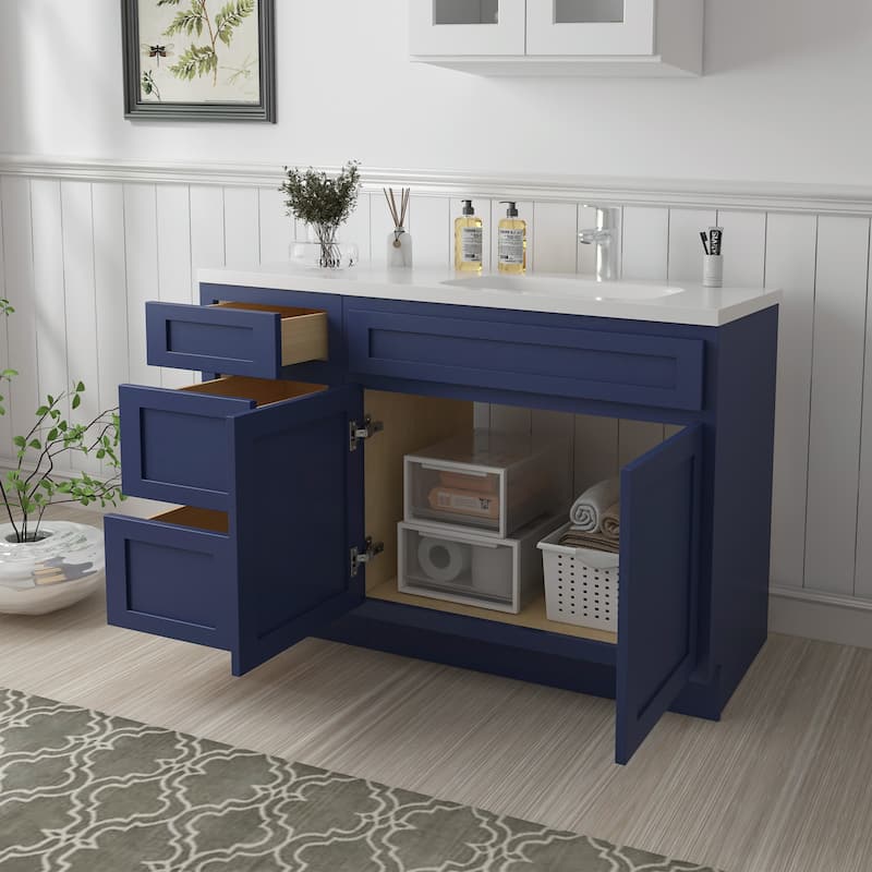 Vanity Art 45" Oak Freestanding Bathroom Vanity Cabinet without Top