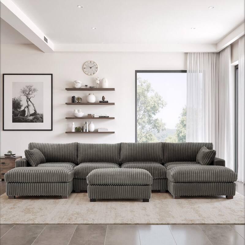 6-Piece 118.4"W Plush Oversized Modular Sectional Sofa Set