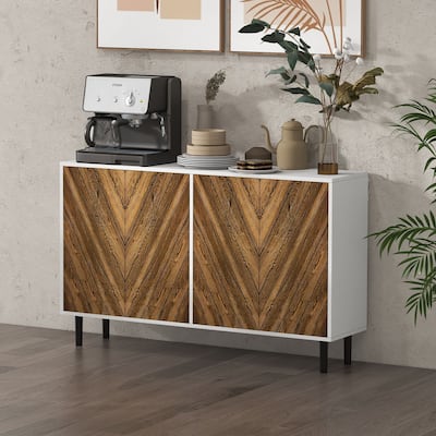 Modern Sideboard Buffet with Adjustable Shelves and Chevron Doors