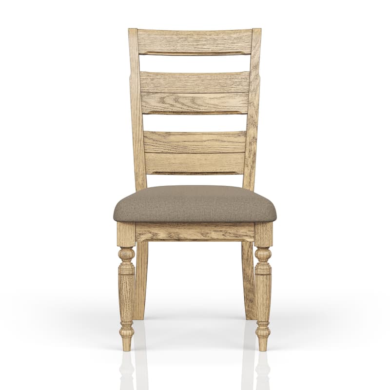 Ladder Back Side Chair - Whitewash Finish (Set of 2) - Caramel