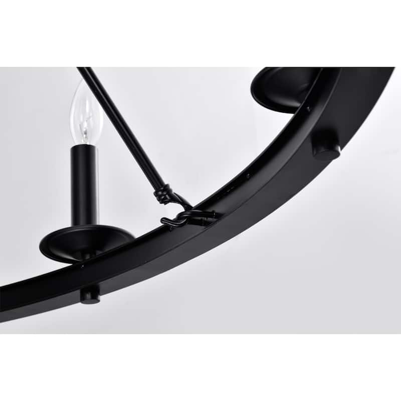 Camilla Candle Style Wagon Wheel 45 Inch Chandelier Matte Black Finish with 15 Light