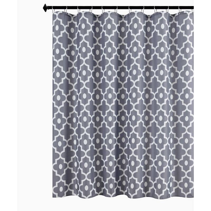 Textured Fabric Shower Curtain, 72"x72", Dark Grey Morocco Print