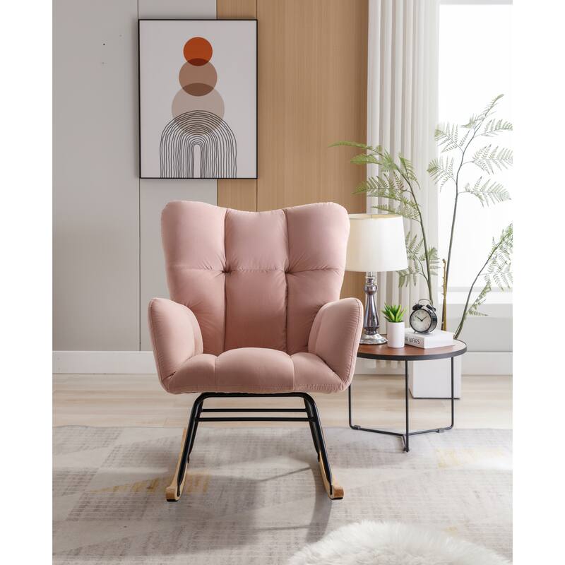 31.5" High Back Buttons Tufted Rocking Chair