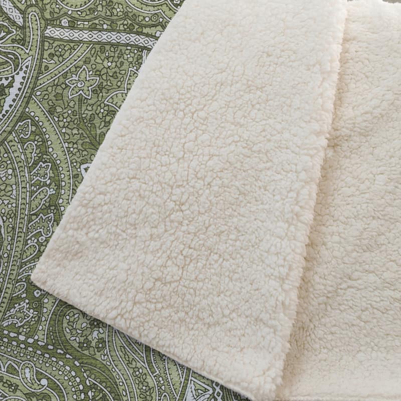 Premium Machine Washable Modern Paisley Sherpa Throw Blanket