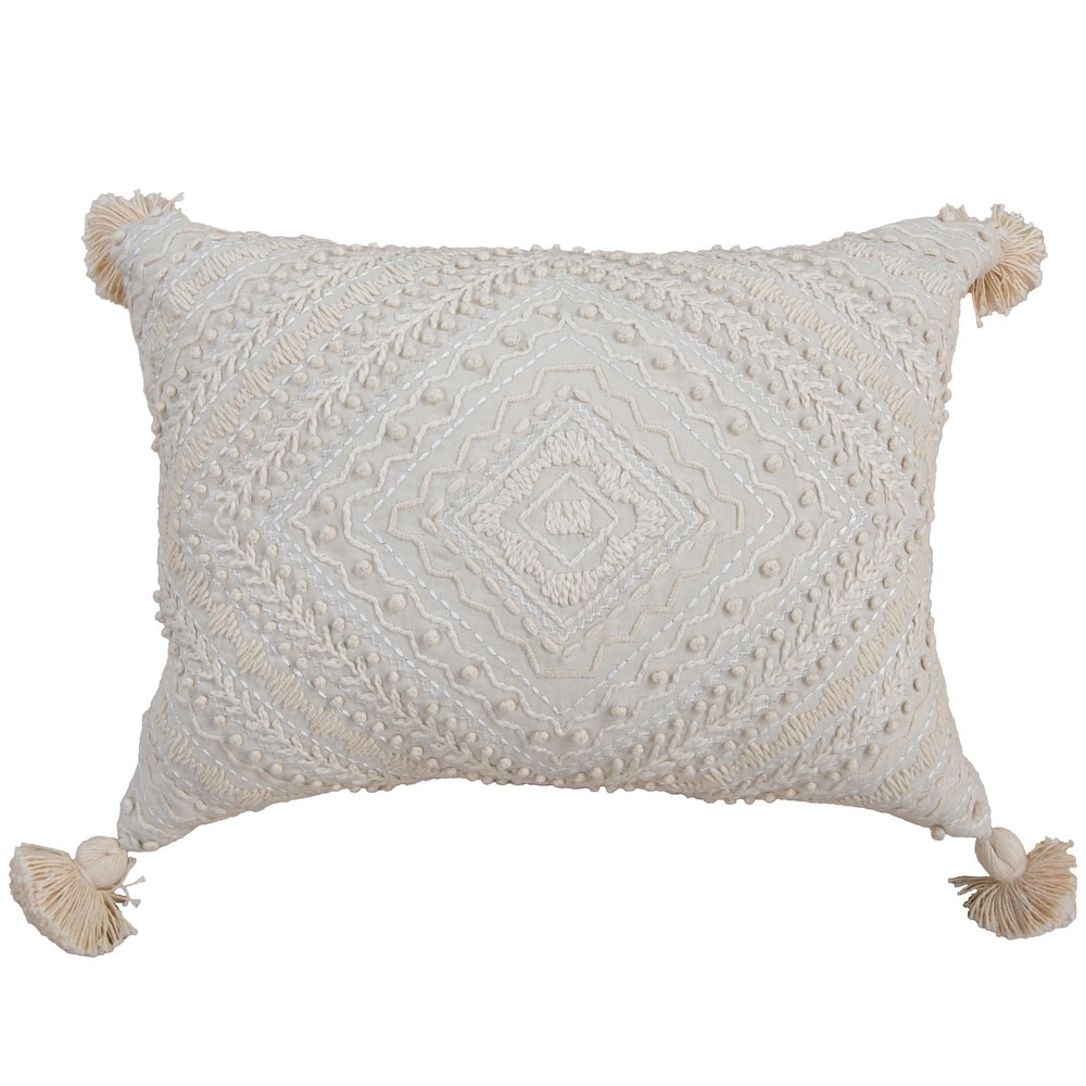 Rizzy Home Geometric Embroidered Throw Pillow