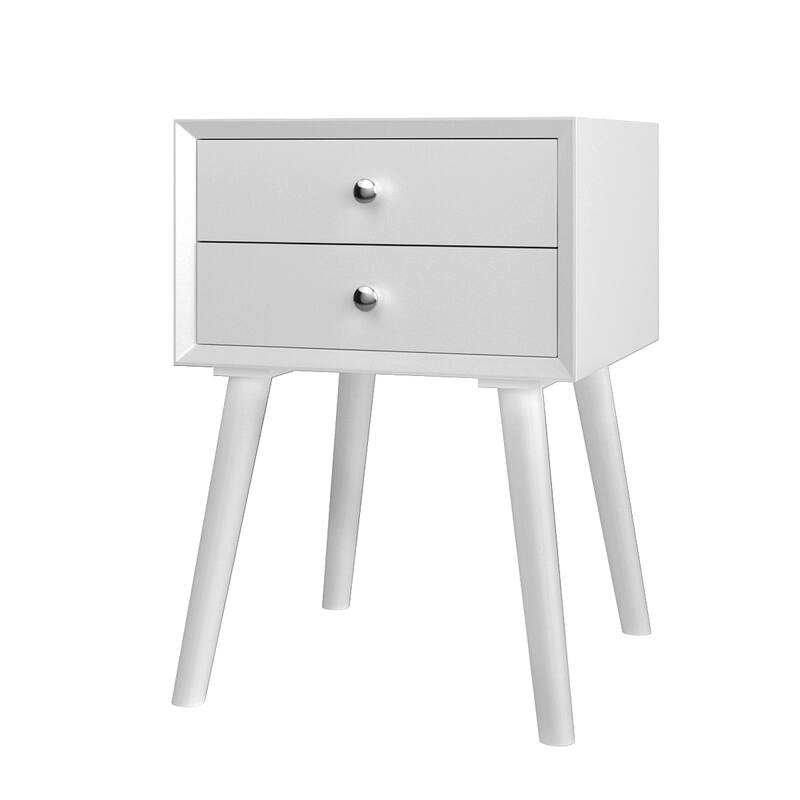 Costway End Table W/Drawers and Storage Wooden Mid-Century Accent Side