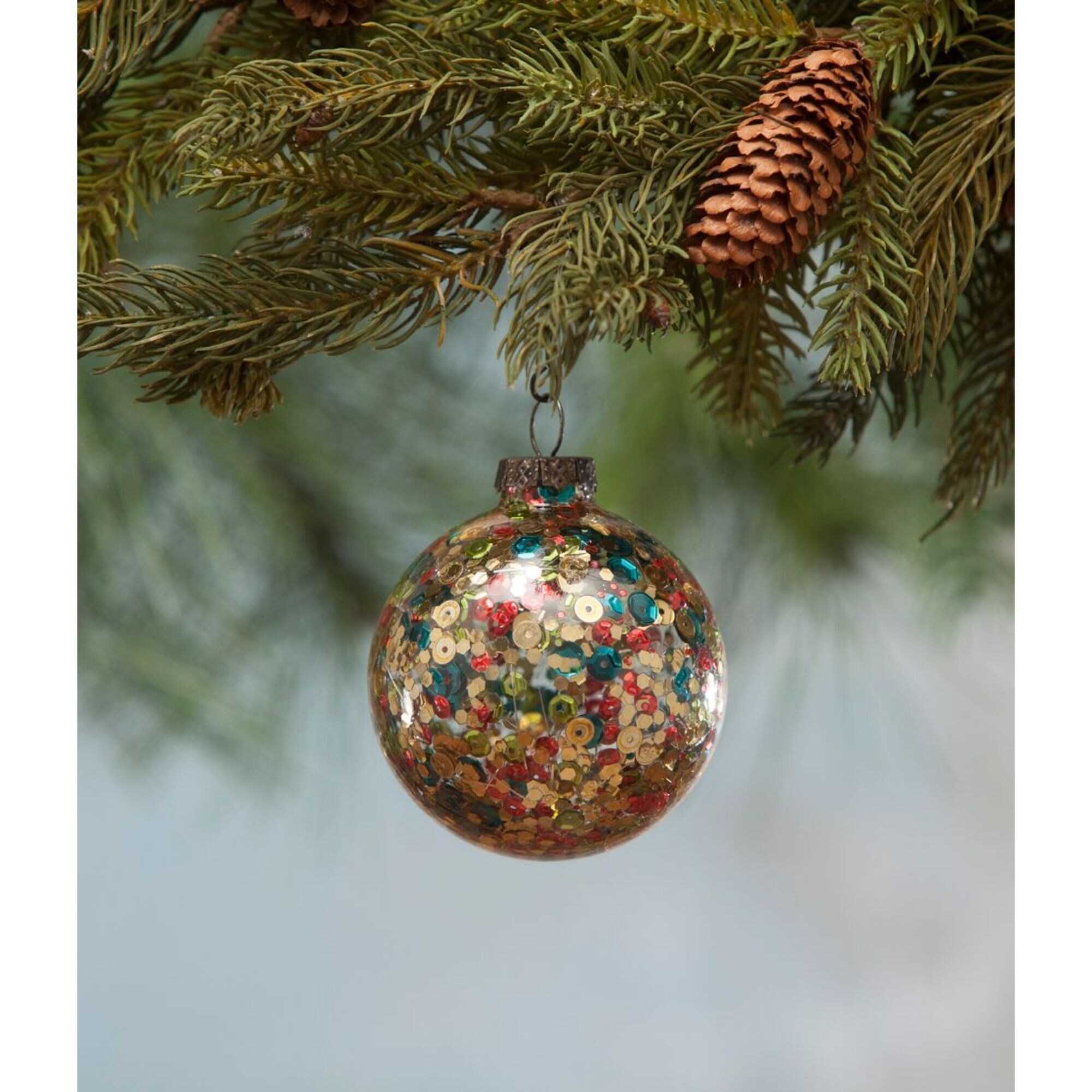Shop Brown And Blue Christmas Ball Hanging Ornaments 2 25