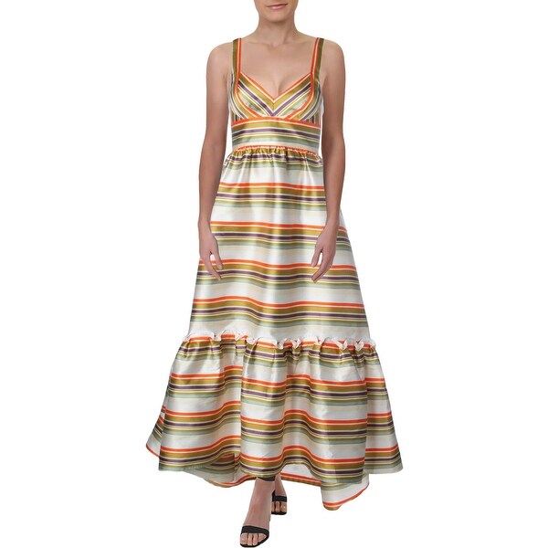striped evening dress