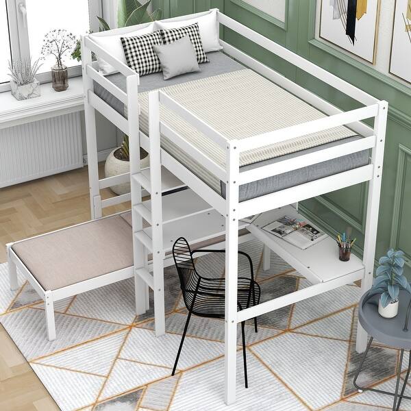 slide 2 of 14, Twin Over Full Storage Bunk Bed with Drawers - Solid Wood for Kids