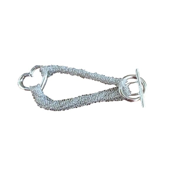 eli k Womens Sterling Silver 925 Plate Heart Multi Chain Toggle Bracelet