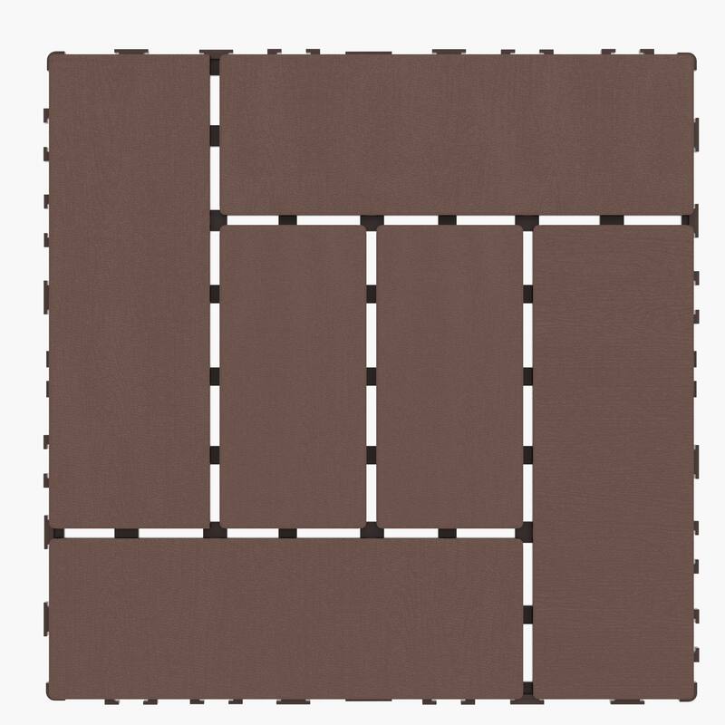44 Pack 11.8"x11.8" Interlocking Wood-Plastic Composite Deck Tiles for Patio Balcony Pool Use - Brown