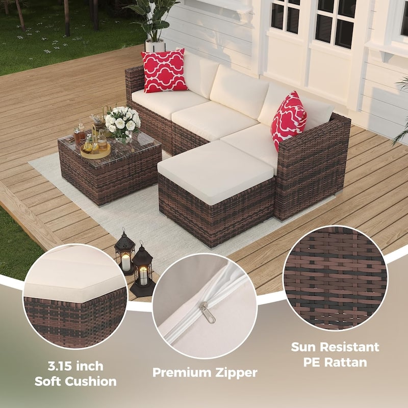5 Pieces Outdoor Furniture with Soft Detachable
