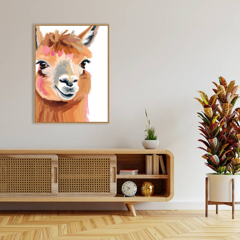South American camelid by Ohkimiko Framed Canvas Wall Art