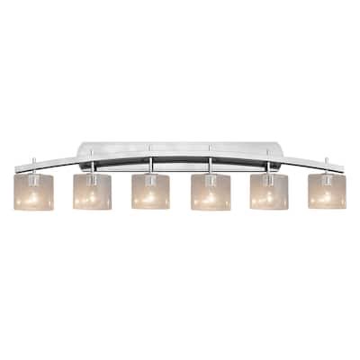 Justice Design Fusion Archway 6-light Polished Chrome Bath Bar, Seeded Oval Shade