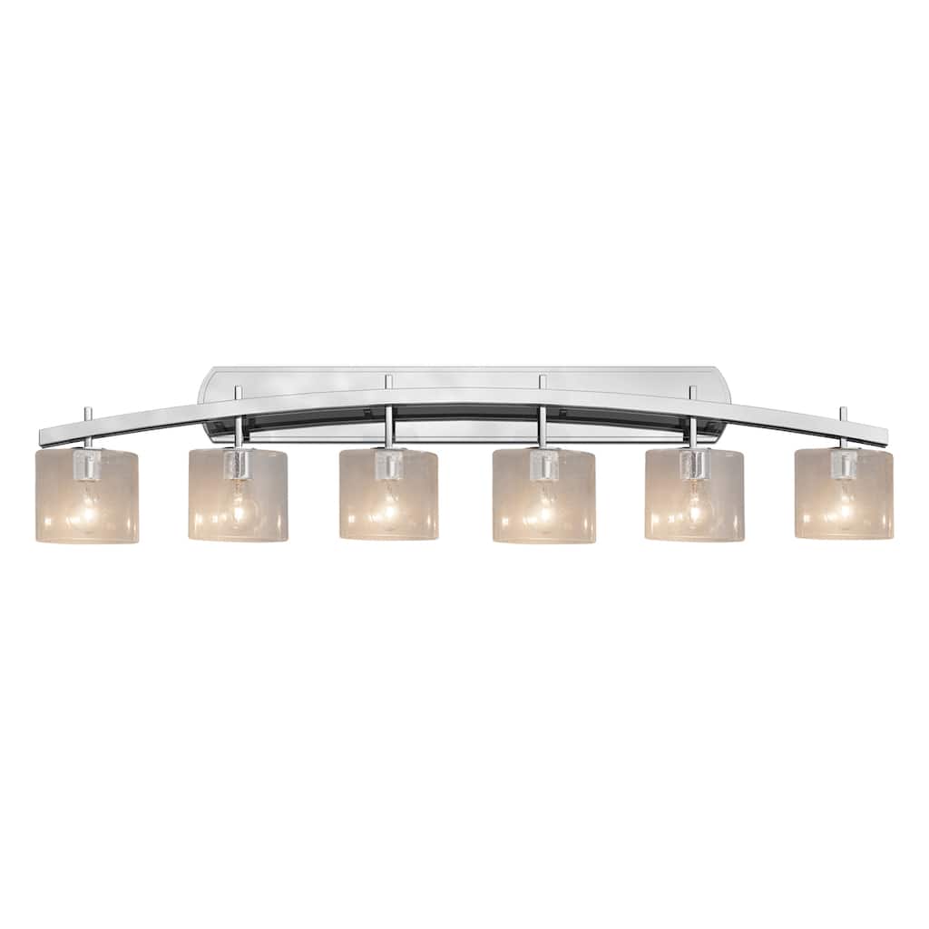 Justice Design Fusion Archway 6-light Polished Chrome Bath Bar, Seeded Oval Shade