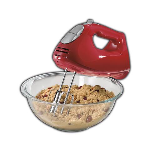 Hamilton Beach Red 6 Speed Hand Mixer with Snap-on Case