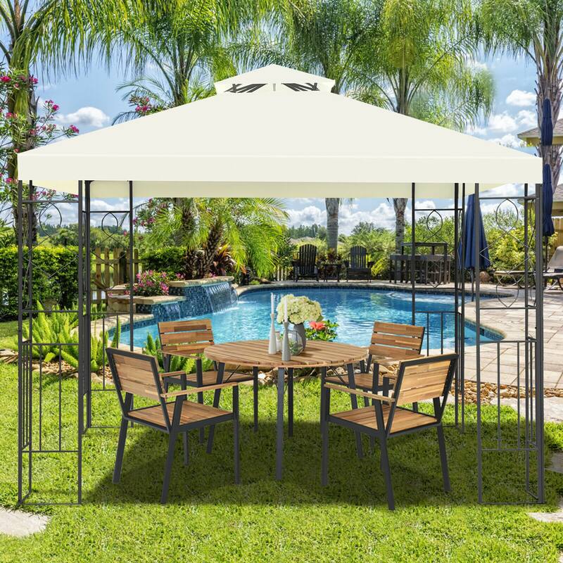 Costway 2 Tier 10'x10' Patio Gazebo Canopy Tent Steel Frame Shelter
