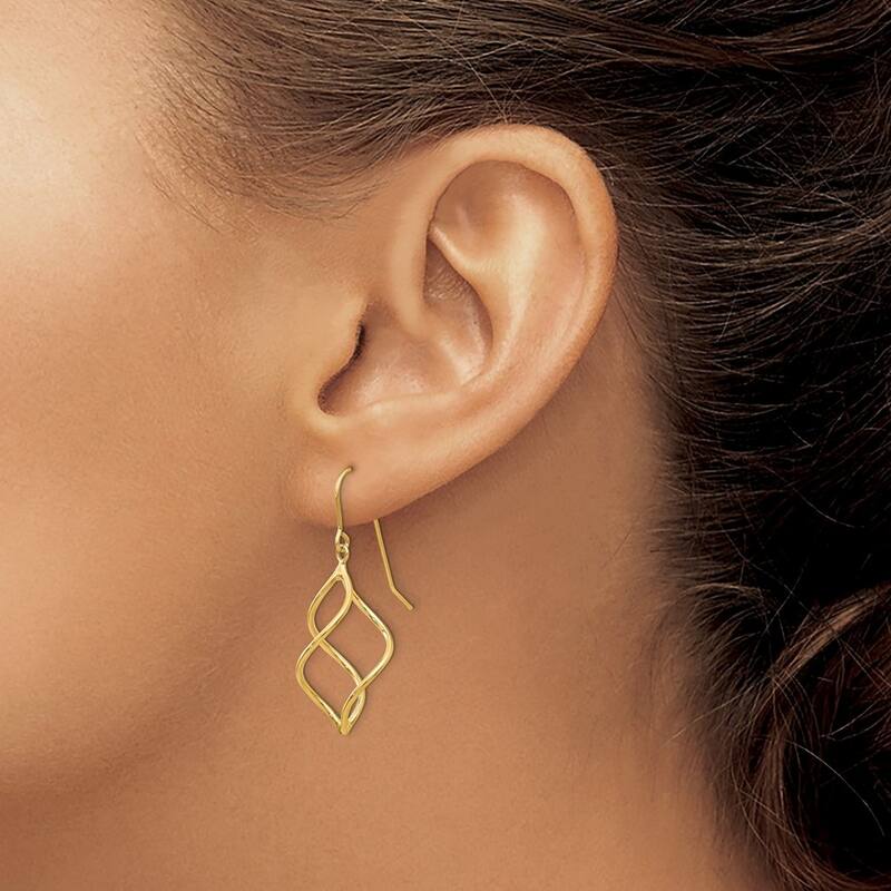 Curata 10k Yellow Gold Polished Short Twisted Guardian Angel Earrings - 30x12mm