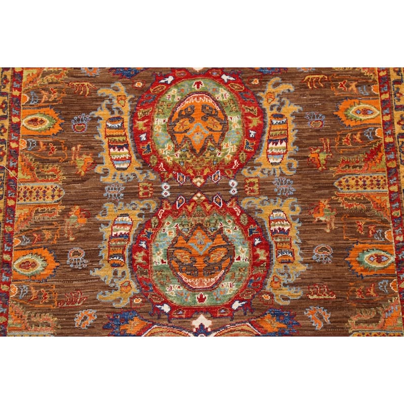 Geometric Vegetable Dye Ziegler Oriental Area Rug Handmade Wool Carpet - 6'0" x 8'9"