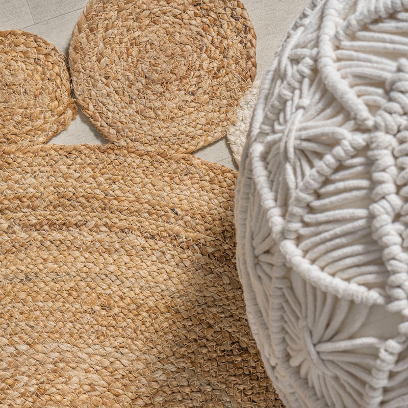 JONATHAN Y Aurora Geometric Jute Circle Area Rug