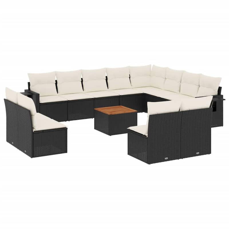 vidaXL Garden Sofa Set Black PE Rattan Large Modular Garden Sofa Set - 24.4 x 25.8 x 27.2