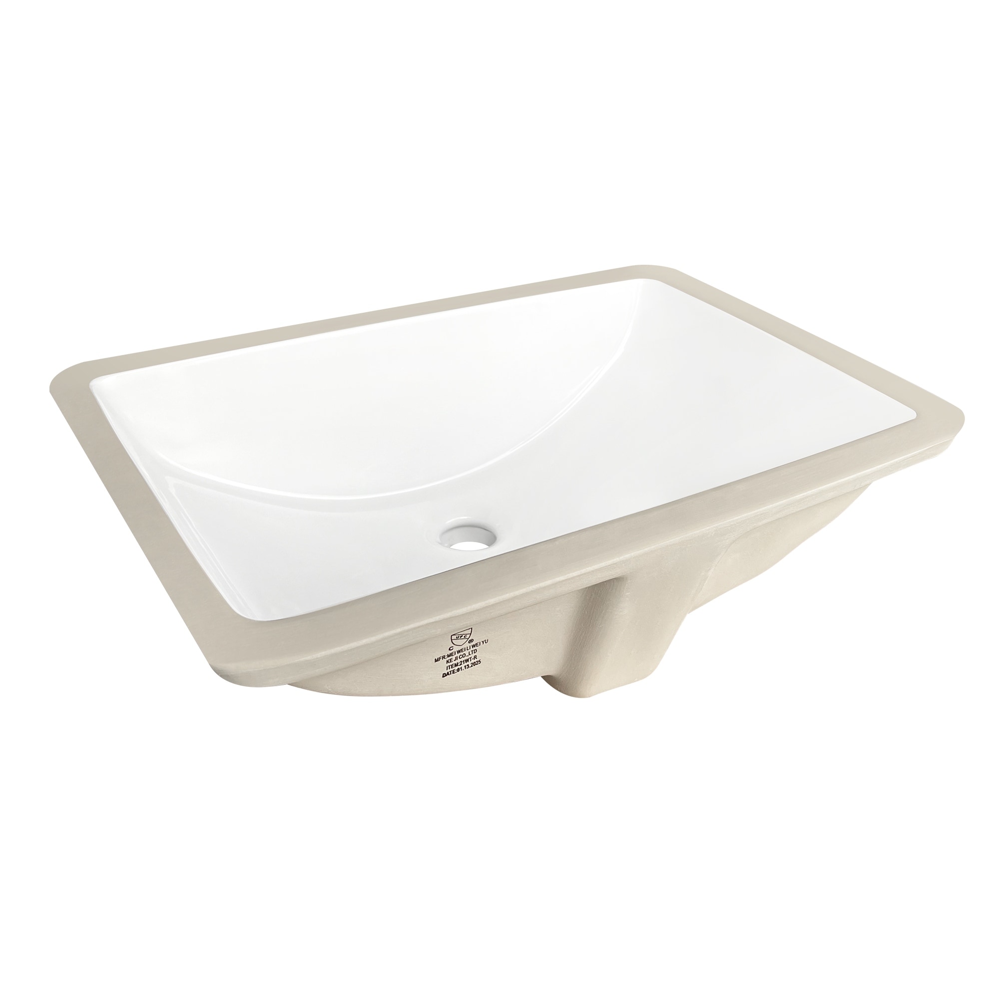 Lyon Rectangular Ceramic Undermount Bathroom Sink with Overflow