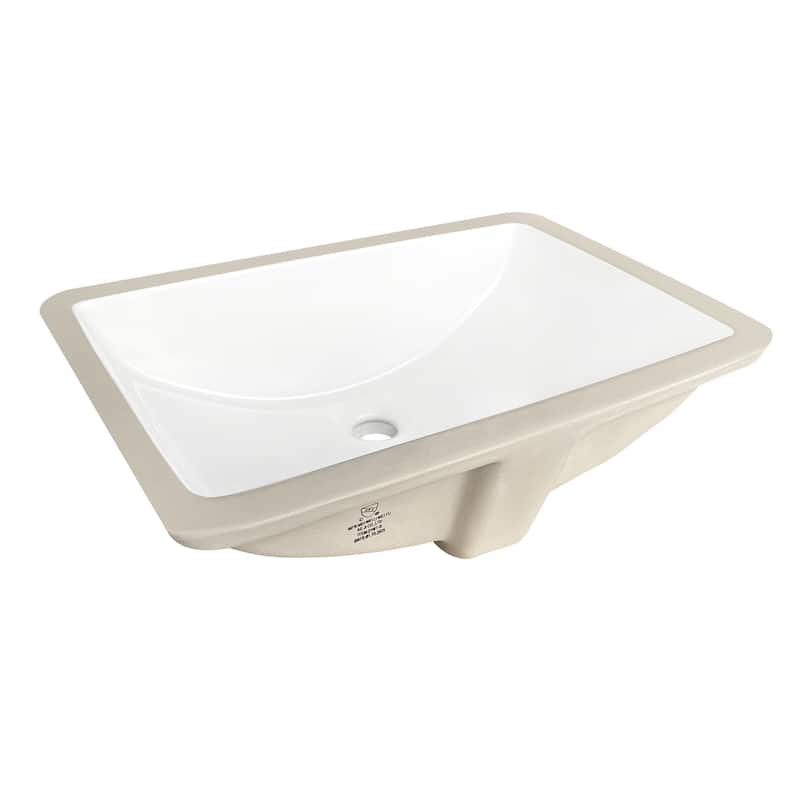 Lyon Rectangular Ceramic Undermount Bathroom Sink with Overflow - 20.9"L x 14.8"W