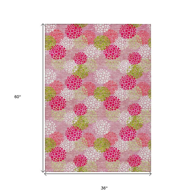 HomeRoots Polka Dot Transitional Rectangle Outdoor Rug