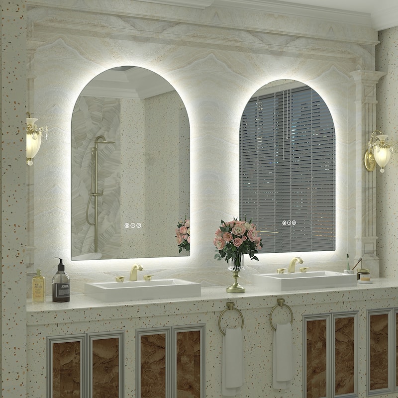 UL Certified Arched LED Anti-fog Tempered Glass Wall Bathroom Vanity Mirror