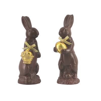 Chocolate Rabbit Figurine Tall Set of 2 - 3.86" x 2.91" x 8.66"