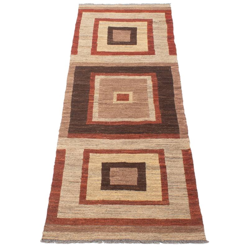ECARPETGALLERY Flat-Weave Natural Khaki Wool Tapestry Kilim - 2'8 x 8'10