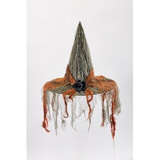 18" Halloween Witch Hat with Black Rose