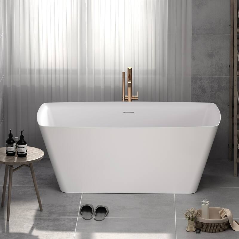 A&E Bath Chester Glossy White Freestanding Rectangle Bathtub