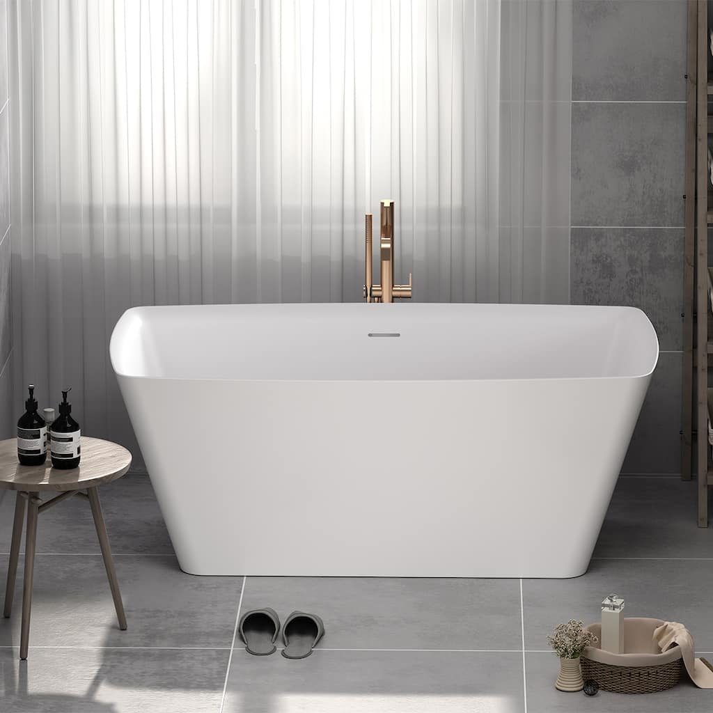 A&E Bath Chester Glossy White Freestanding Rectangle Bathtub