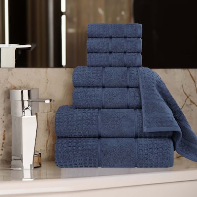 Superior Napa Zero Twist Cotton Waffle 8 Piece Bathroom Towel Set