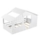 preview thumbnail 13 of 15, White Twin Size Solid Wood House Bed with Roof, Window and Guardrail for Kids, Boys and Girls, Bedroom