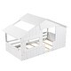 preview thumbnail 13 of 15, White Twin Size Solid Wood House Bed with Roof and Guardrail for Kids