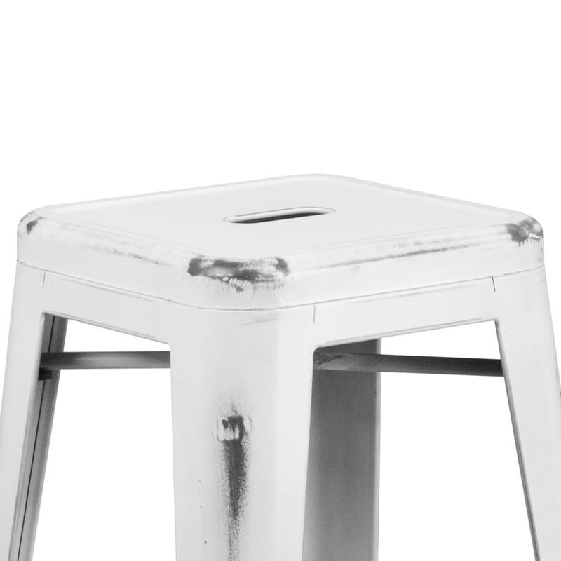 4 Pack 30"H Backless Distressed Metal Indoor-Outdoor Barstool