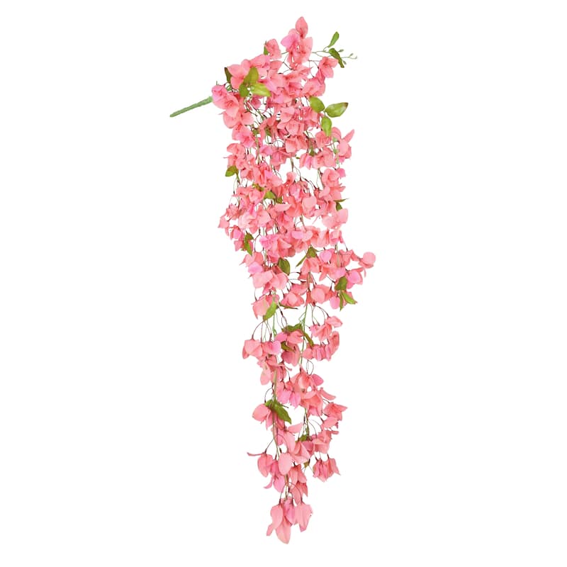 Peach Artificial Bougainvillea Flower Stem Hanging Spray Bush 50in - 50" L x 8" W x 8" DP - 50" L x 8" W x 8" DP - Peach