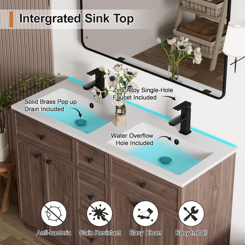 36"/48"/60"/72" Bathroom Vanity Set with Sink & Faucet