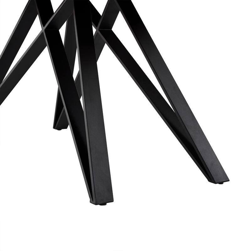 Modena 79 inch Rectangular Walnut Wood Kitchen Dining Table with Black Metal Legs