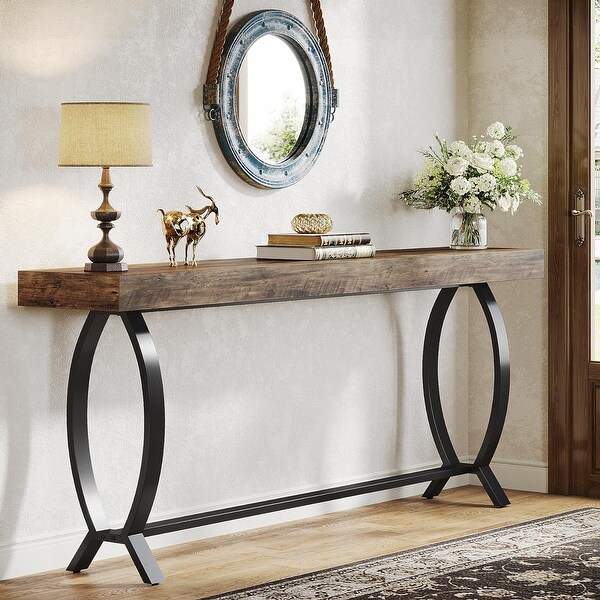 Console Foyer Table for Entryway 70.87 Inch Narrow Long Entryway Entry Table Brown