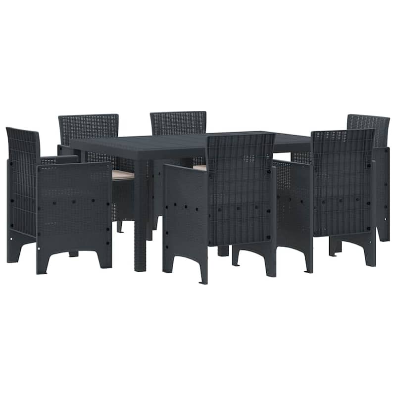 vidaXL Garden Dining Set 5/7 pcs Anthracite/Brown Polt rattan - 150 x 100 x 73 cm