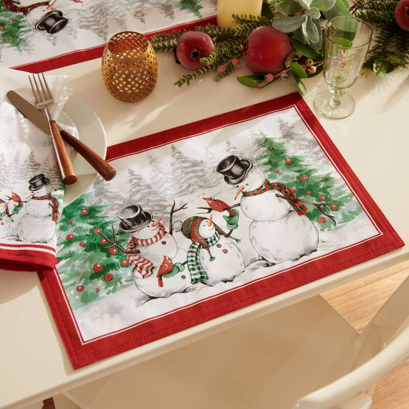 Snowman Winterland Holiday Snowflake Placemat, Set of 4 - Set of 4
