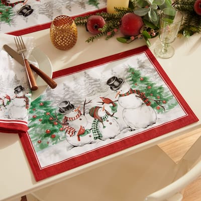 Snowman Winterland Holiday Snowflake Placemat, Set of 4